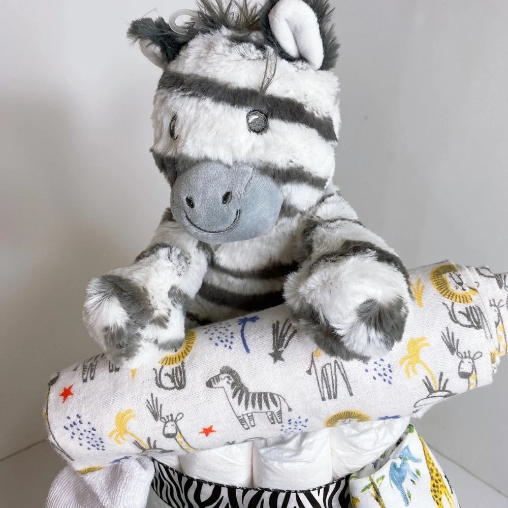 Zebra Diaper Cake, Safari Themed